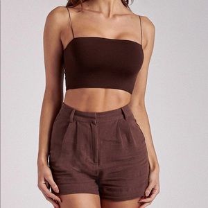 Meshki Becky Linen Front Seam Shorts